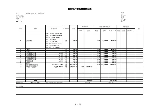 资产抽盘标准表