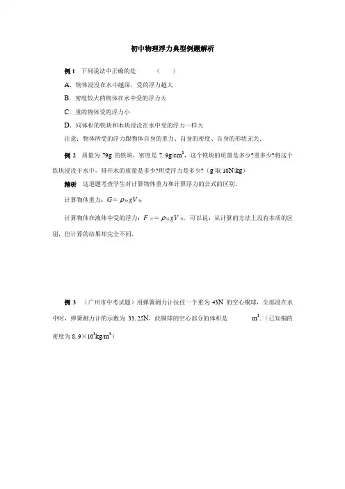 浮力经典例题(强烈推荐)