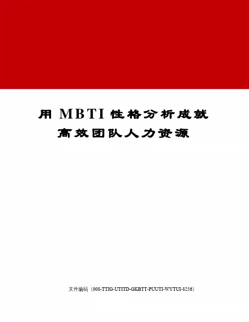 用MBTI性格分析成就高效团队人力资源精编版
