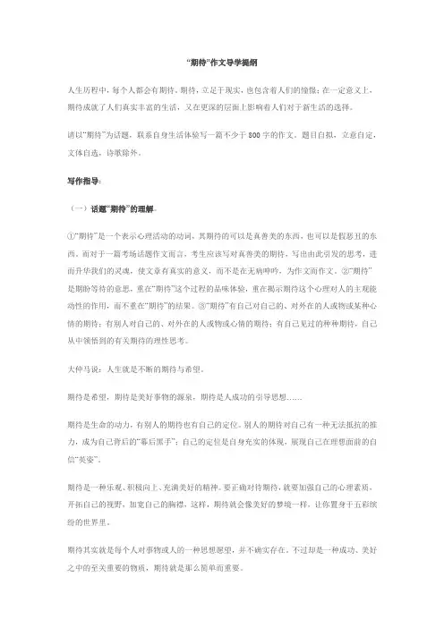 “期待”作文导学提纲