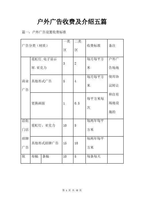 户外广告收费及介绍五篇