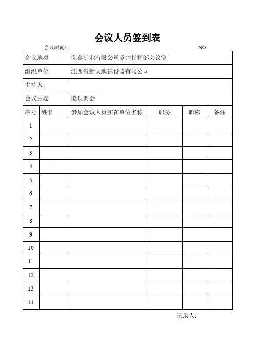 会议签到表Word 文档