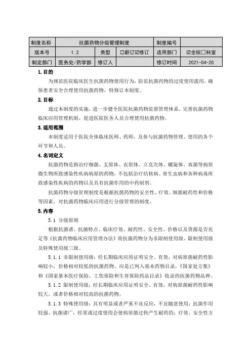 抗菌药物分级管理制度