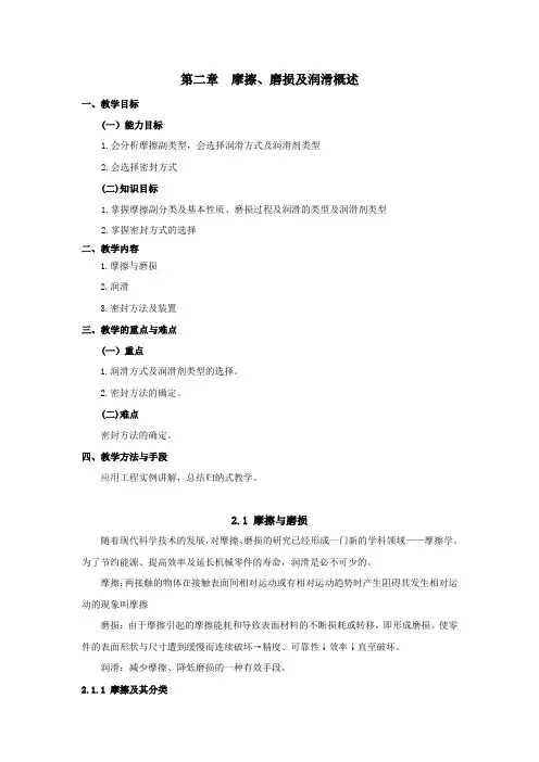 摩擦磨损及润滑概述