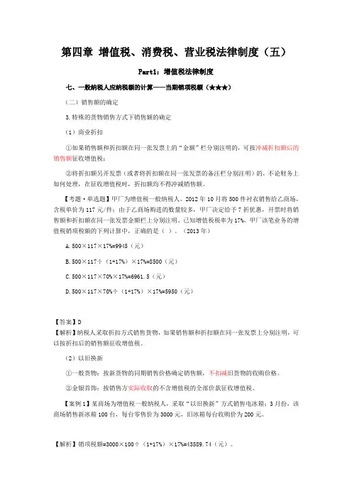 第四章 增值税、消费税、营业税法律制度(五)