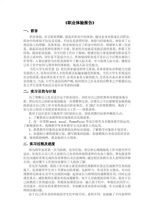 职业体验报告 3