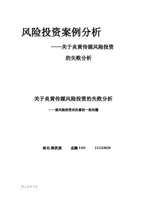 风险投资案例分析