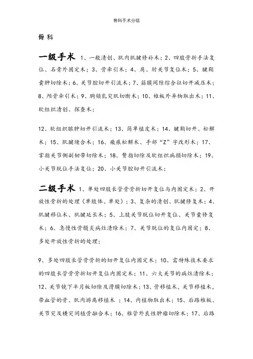 骨科手术分级