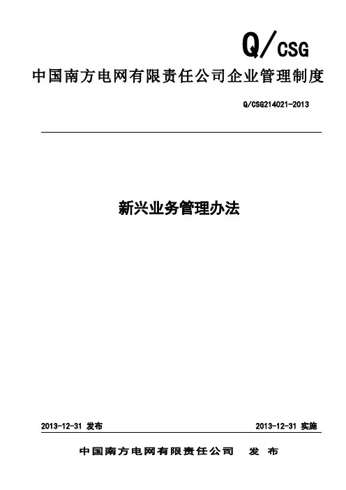 某电网公司-中国南方电网有限责任公司新兴业务管理办法(模板)