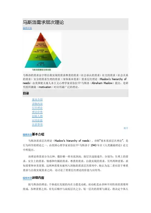 马斯洛需求层次理论