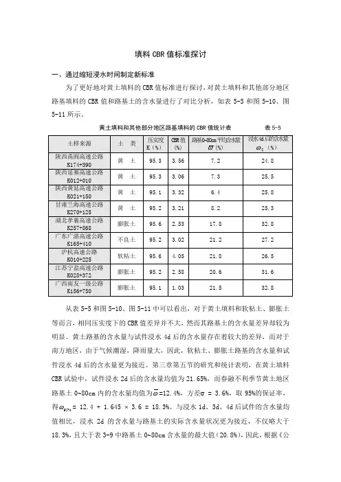 填料CBR值标准探讨