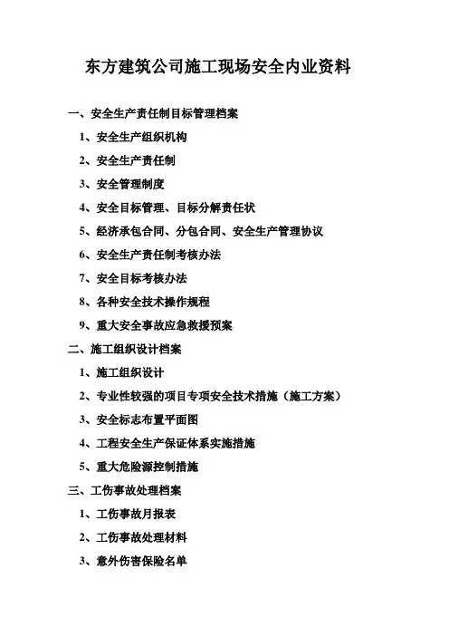 东方建筑公司施工现场安全内业资料