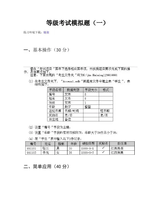 计算机等级考试模拟题1-5