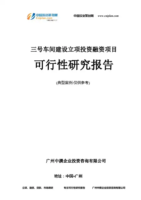 三号车间建设融资投资立项项目可行性研究报告(非常详细)