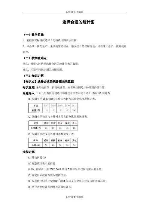 人教版-数学-六年级上册-【精品】《选择合适的统计图》同步教案
