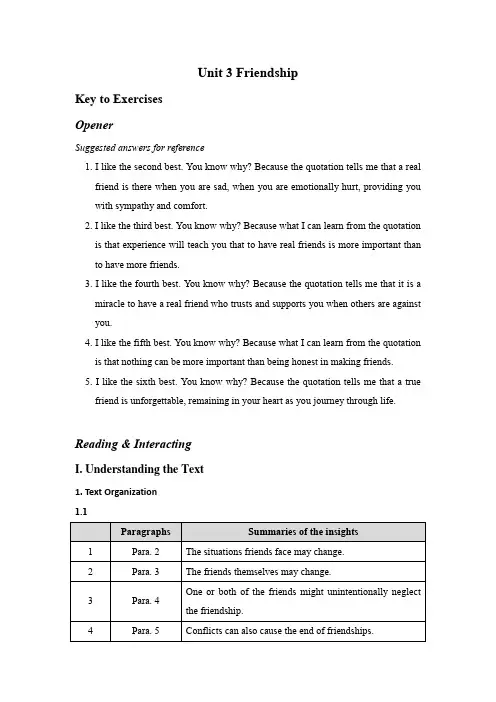 (完整版)全新版大学进阶英语综合教程第二册答案U3KeytoExercises