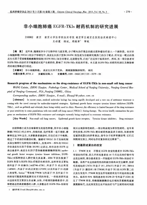 非小细胞肺癌EGFR-TKIs耐药机制的研究进展