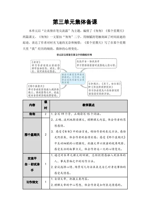 最新人教部编版六年级语文下册第三单元集体备课教案
