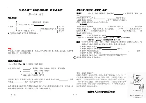 高中生物必修三知识点总结(填空形式)