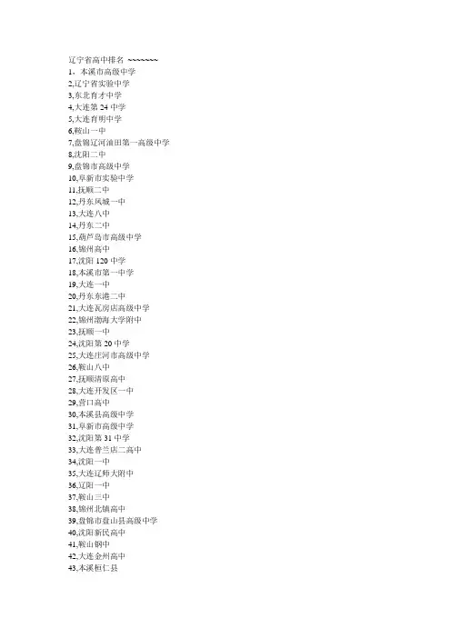 辽宁省高中排名