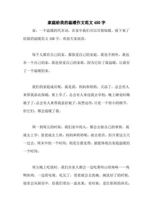 家庭给我的温暖作文范文450字