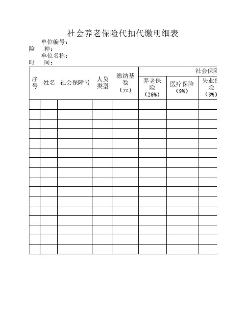 社会养老保险代扣代缴明细表