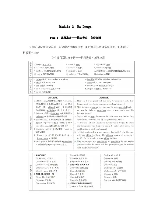 2020版高考英语总复习Module2NoDrugs教学案外研版必修2