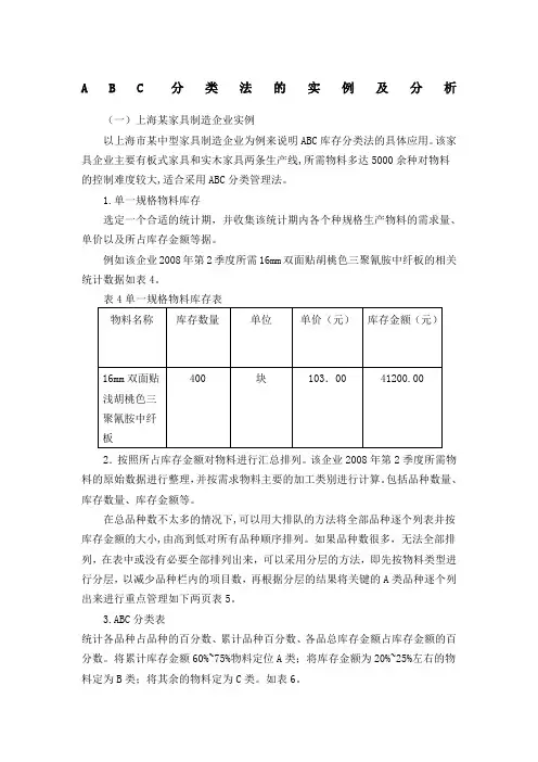 ABC分类法的实例及分析 2