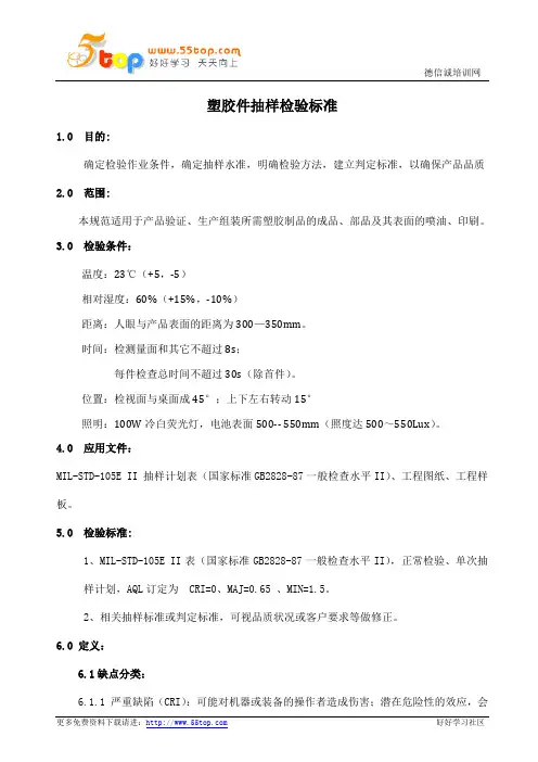 塑胶件抽样检验标准