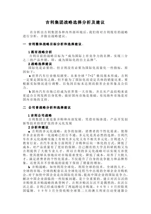 吉利集团战略选择及建议