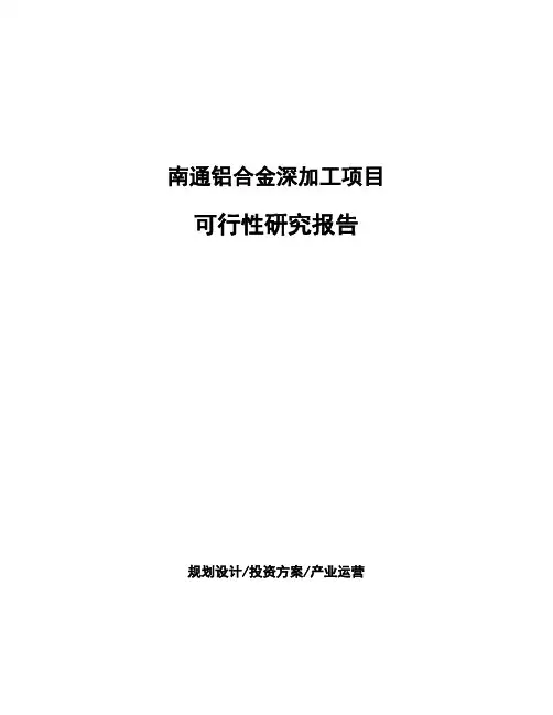 南通铝合金深加工项目可行性研究报告