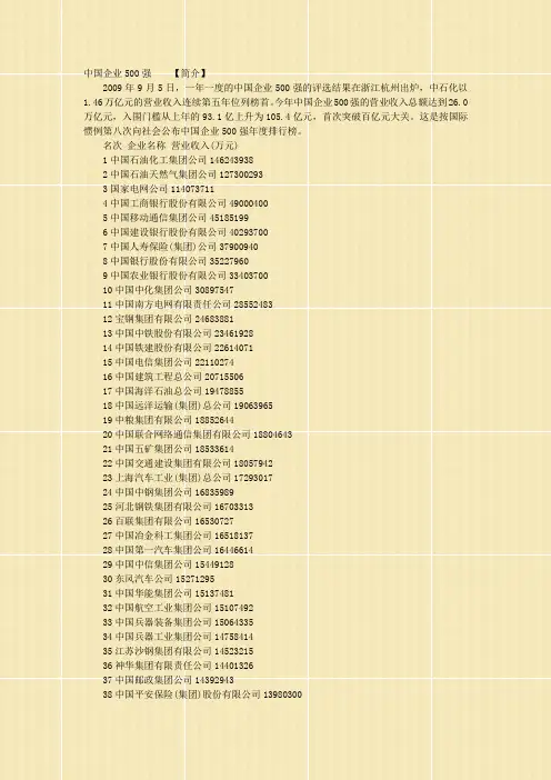 中国企业500强