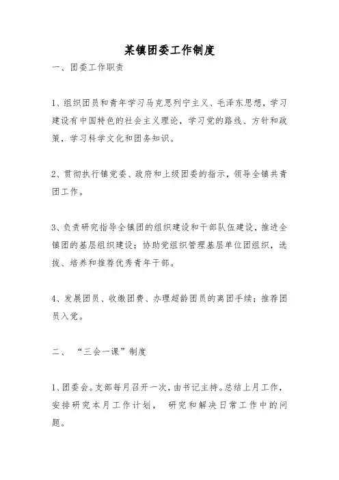 某镇团委工作制度