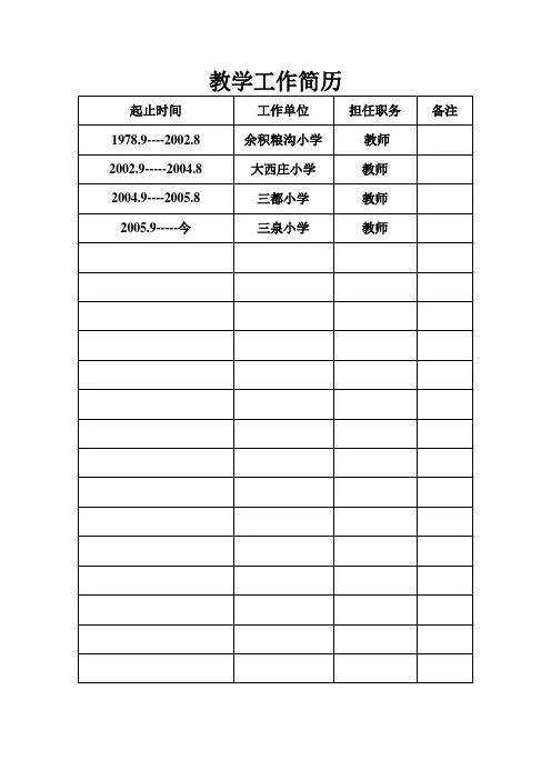教学工作简历