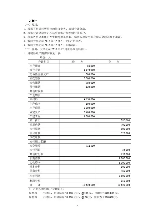 会计分录练习题答案 (1)