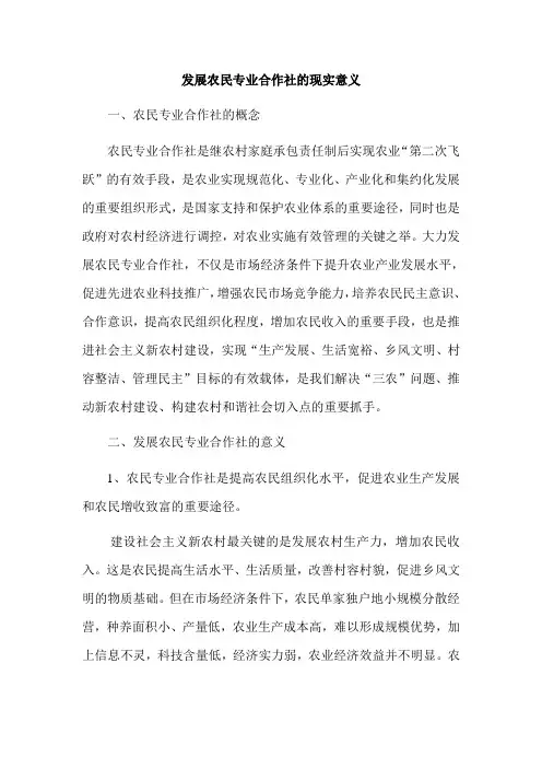 发展农民专业合作社的意义