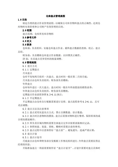 仓库盘点管理流程