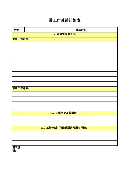 周工作总结计划表模板