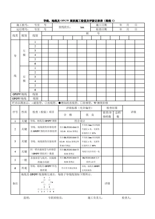 导、地线展放施工检查及评级记录表(线线1)(修改)