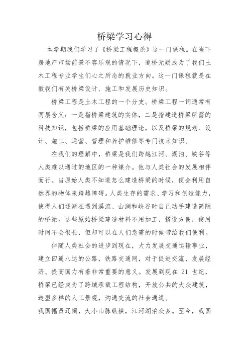 桥梁工程学习心得