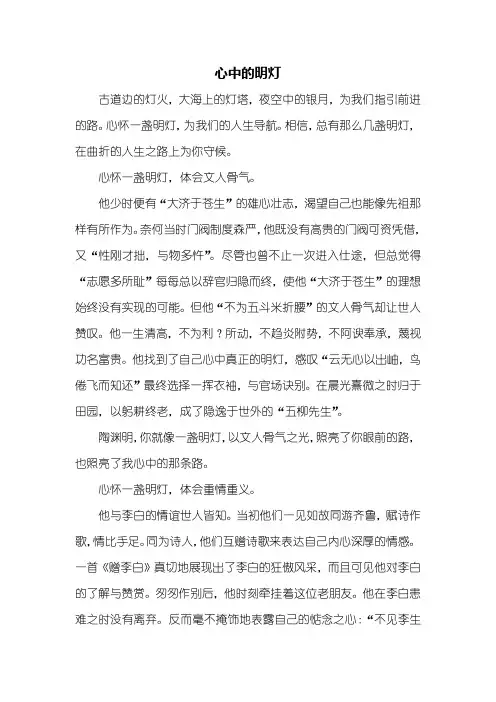初二作文：心中的明灯作文700字