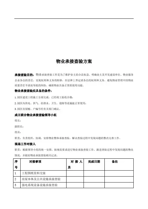 物业承接查验方案