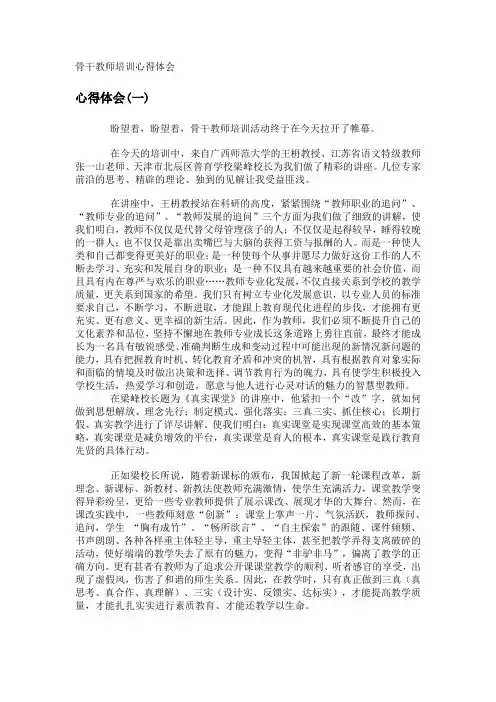 骨干教师培训心得体会 2