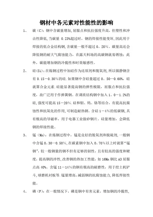 钢材中各元素对性能性的影响