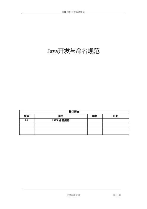 JAVA开发与命名规范V1.0