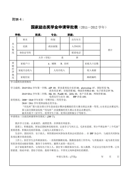 国家励志奖学金申请审批表.申请理由