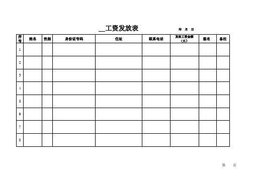 工资发放表格 范本
