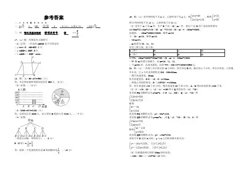 2013中考数学模拟试题答案