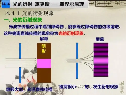 144光的衍射现象145单缝夫琅禾费衍射146圆孔夫琅禾费衍射147光栅衍射148光的偏振精品文档