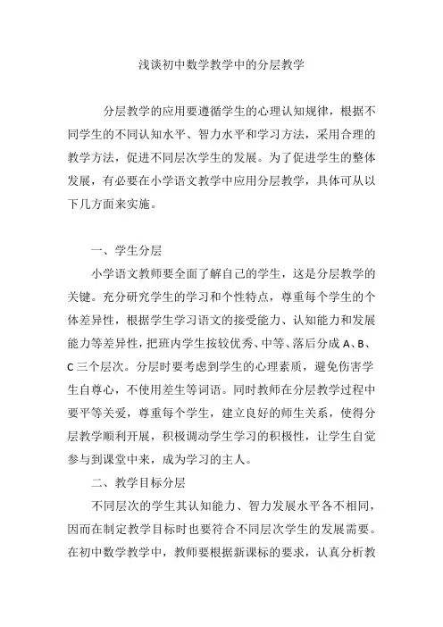 浅谈初中数学教学中的分层教学